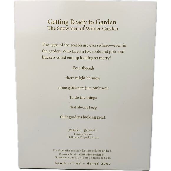 2007 Hallmark Snowmen of Winter Garden Getting Ready to Garden Keepsake Ornament - Picture 5 of 8